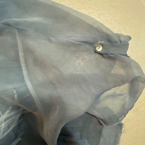 Simply Couture Double Layer Embroidery Top Blouse light blue Sz M - Picture 10 of 12